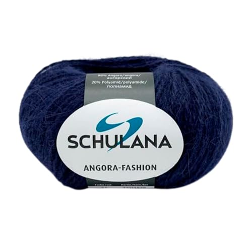 Superfeine Angora Wolle zum Stricken und Häkeln I 80% Angora & 20% Polyamid I 25g / ca. 112m Marine (Blau) I Angora-Fashion Garn für Schal, Mütze, Handschuhe, Pullover und Tücher von Schulana