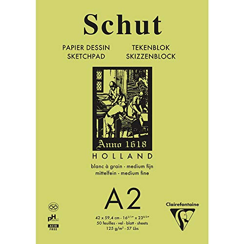 Clairefontaine SCH11802C - Skizzenblock Shut Papier "petit grain" 125g, 50 Blatt 42x59,4 cm, Weiß von Clairefontaine