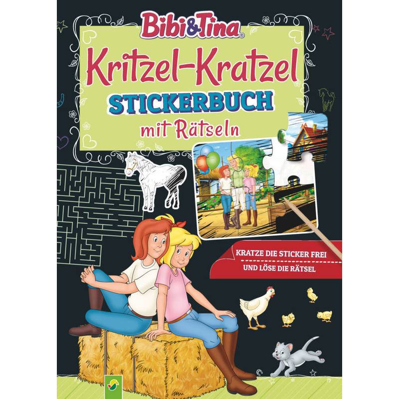 Bibi & Tina: Kritzel-Kratzel Stickerbuch Mit Rätseln - Schwager & Steinlein Verlag, Kartoniert (TB) von Schwager & Steinlein