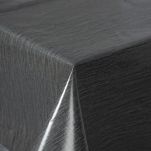 Home Produktbild Wachstuch Tischdecke Gartentischdecke Maldecke Basteldecke PVC abwaschbar Tischwäsche einfarbig mit Leinenstruktur Baku (Grau, 130x220 cm eckig) von Schwar Textilien