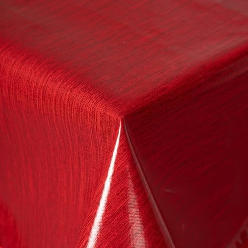 Home Produktbild Wachstuch Tischdecke Gartentischdecke Maldecke Basteldecke PVC abwaschbar Tischwäsche einfarbig mit Leinenstruktur Baku (Rot, 140 cm rund) von Schwar Textilien