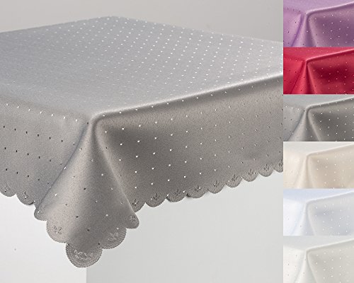 Schwar Textilien Tischdecke Tischtuch Tafeldecke DAMAST Punkte Fleckversiegelt Gastronomie Farbe Grau Maße 110x110 eckig von Schwar Textilien