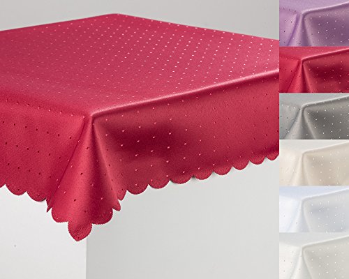Schwar Textilien Tischdecke Tischtuch Tafeldecke DAMAST Punkte Fleckversiegelt Gastronomie Farbe Rot Maße 110x110 eckig von Schwar Textilien
