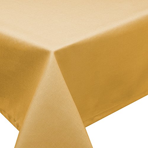 Schwar Textilien Tischdecke Fleckschutz Lotus Effekt Garten LEINEN Optik bügelfrei oval 135x180 cm abwaschbar Uni (Gelb) von Schwar Textilien