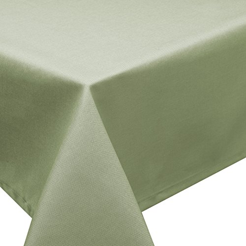 Tischdecke Fleckschutz Lotus Effekt Garten LEINEN Optik bügelfrei oval 160x220 cm abwaschbar Uni (Hellgrün) von Schwar Textilien