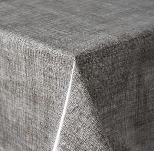 Wachstuch Tischdecke Gartentischdecke Maldecke Basteldecke PVC abwaschbar Tischwäsche einfarbig mit Leinenstruktur Chester (Grau, 110x140 cm eckig) von Schwar Textilien