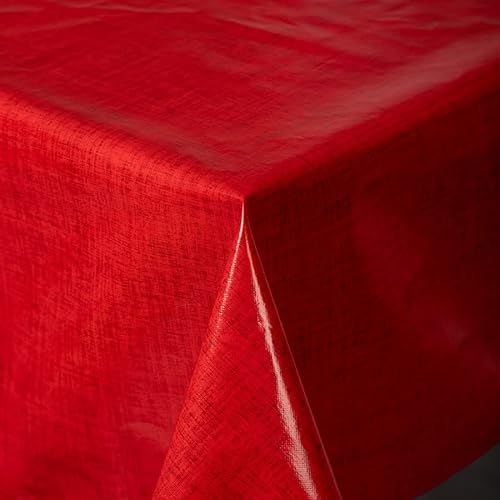 Wachstuch Tischdecke Gartentischdecke Maldecke Basteldecke PVC abwaschbar Tischwäsche einfarbig mit Leinenstruktur Chester (Rot, 110x140 cm eckig) von Schwar Textilien