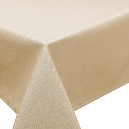 Tischdecke Fleckschutz Lotus Effekt Garten LEINEN Optik bügelfrei 90x90 cm abwaschbar Uni (Champagner) von Schwar