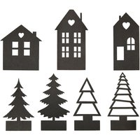 Papierzuschnitte "Häuser und Bäume" von Schwarz