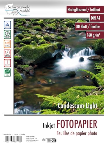 Schwarzwald Mühle A4 Fotopapier: 80 Bl. Fotopapier "Candescum Light" 2-seitig glossy (Inkjet, Tintenstrahldrucker, Doppelseitiges) von Schwarzwald Mühle