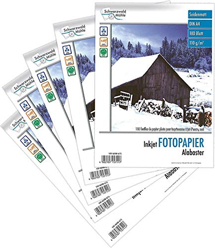 Schwarzwald Mühle Fotopapier: 500 Blatt "Alabaster" matt 110 g/m²A4 (Druckerpapier A4, Fotopapier Drucker, beidseitig bedruckbar) von Schwarzwald Mühle