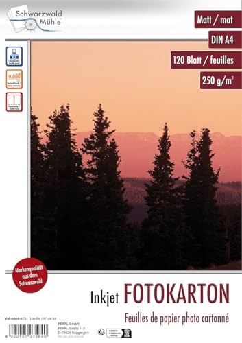 Schwarzwald Mühle Fotopapier: 120 Blatt Foto-Karton, matt, beidseitig, A4 (Druckpapier, A4 Papier, Inkjet Fotokarton) von Schwarzwald Mühle