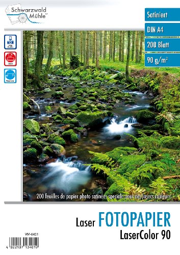 Schwarzwald Mühle Fotopapier Laserdrucker: "LaserColor 90" 90 g/m² A4 200 Blatt (Fotopapier Laser, Kopier-Papier, Brother) von Schwarzwald Mühle