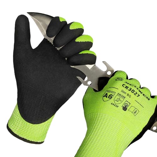 Schwer 2 Paars Schnittschutzhandschuhe (LEVEL A6/F) schnittfeste Arbeitshandschuhe, Touchscreen, für Damen und Herren für Holzbearbeitung, Glasschneiden, Bau, Frachtumschlag, Autoreparatur (L) von Schwer