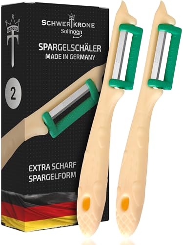 Schwertkrone 2 Spargelschäler Spargelform Sparschäler Pendelschäler Aus Solingen Obstschäler/Kartoffelschäler/Gemüseschäler für Links- und Rechtshänder von Schwertkrone