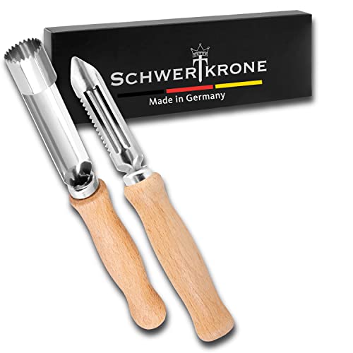Schwertkrone 2er Set Apfelentkerner und Sparschäler mit Buchenholzgriff Edelstahl Rostfrei Made in Germany von Schwertkrone