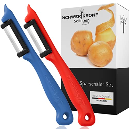 Schwertkrone Sparschäler Kartoffelschäler, 2er Set - Rechts und Linkshänder, bunt gemischt, Solingen Germany - Zufällige Farbe von Schwertkrone
