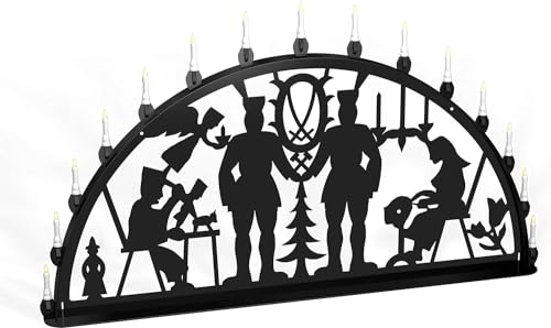 Außenschwibbogen Schwibbogen Lichterbogen 15 flammig/Metall - Motiv: Annaberg - Farbe: schwarz (1,5 Meter) von Schwibbo