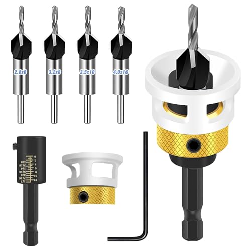 6-teiliges Kegelsenker-Bohrer-Set mit Tiefenanschlag, Präzise Bohrungen Bohrsenker, aus HSS-M2, Senker Holzbohrer mit 1/4" Hex Schaft Ø von 2.8, 3.2, 3.5, 4mm Senkkopfschrauben 6-teiliges Kegelsenker-Bohrer-Set mit Tiefenanschlag, Präzise Bohrungen Bohrsenker, aus HSS-M2, Senker Holzbohrer mit 1/4" Hex Schaft Ø von 2.8, 3.2, 3.5, 4mm Senkkopfschrauben von SciFiVisi