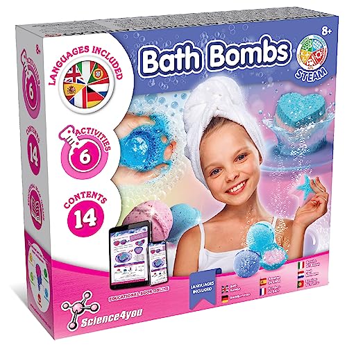 Science4you – Badebomben Selber Machen Set für Kinder ab 8 Jahren – Badekugeln Basteln Mädchen 6 7 8 9+ Jahren, 6 badewannenspielzeug Experimente - Bade bomben Geschenkset für Mädchen und Jungen von Science4you