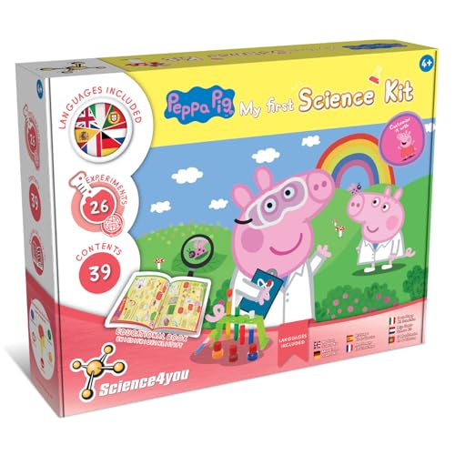 Science4you Mein Erster Experimentierkasten mit Peppa Wutz - Wissenschaftskit Peppa Wutz Spielzeug, 26 Experimenten: Seifenblasen, Fingerfarben herstellen, Lernspielzeug für Kinder ab 4 5 6 7+ Jahren von Science4you