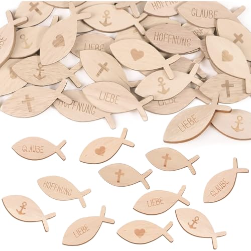 100 Stück Taufe Deko, Streudeko Taufe, Taufdeko Junge, Taufdeko Mädchen, Fische Konfetti für Junge Mädchen Taufdeko von Scinzene