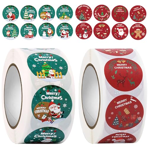 1000 Stück Aufkleber Weihnachten, Weihnachtssticker Geschenketiketten Weihnachten auf Rolle, Selbstklebende Deko Sticker für Weihnachtsgeschenke, Karten, Geschenktüten und Papiertüten 1000 Stück Aufkleber Weihnachten, Weihnachtssticker Geschenketiketten Weihnachten auf Rolle, Selbstklebende Deko Sticker für Weihnachtsgeschenke, Karten, Geschenktüten und Papiertüten von Scinzene