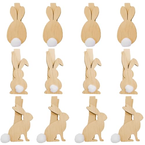 12 Stück Osterhasen Deko Holzklammern Mit Hasenmotiv Easter Decoration - Zum Dekorieren Von Osternestern, Geschenken, Karten Und Mehr - Für Kinder Und Erwachsene - Wiederverwendbare Tischdeko Ostern 12 Stück Osterhasen Deko Holzklammern Mit Hasenmotiv Easter Decoration - Zum Dekorieren Von Osternestern, Geschenken, Karten Und Mehr - Für Kinder Und Erwachsene - Wiederverwendbare Tischdeko Ostern von Scinzene