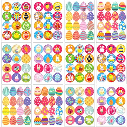 12 Stück Sticker Ostern, Eierfarben Ostern, Ostersticker, Ostereier Sticker, für Kinder Osterdeko, Osterdekoration von Scinzene