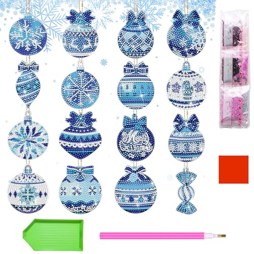 16 Stück Weihnachtskugeln Diamond Painting Anhänger, Weihnachten Adventskalender, Diamond Painting Adventskalender 16 Stück Weihnachtskugeln Diamond Painting Anhänger, Weihnachten Adventskalender, Diamond Painting Adventskalender von Scinzene