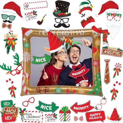 39 Stück Fotobox Accessoires Weihnachten, Weihnachts Accessoires, Weihnachtsfeier, Foto Requisiten Weihnachten, Weihnachtsaccessoires, Weihnachtsparty Deko, Fotobox Weihnachten von Scinzene