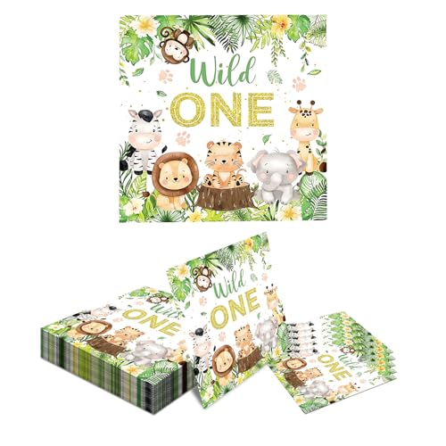 40 Stück Dschungel Servietten Kindergeburtstag Deko 33 X 33 Cm, Dschungel Deko Geburtstag, Party Motiv Tiere, Animals Motiv Grün Papierservietten, Grün Für Waldtiere Geburtstag Und Servietten Tiere von Scinzene