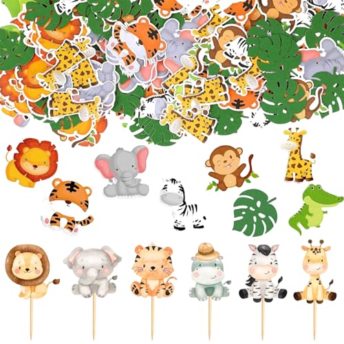 100 Stück Wild One Geburtstag Deko, 3,5cm Dschungel Deko Confetti, Party Esstisch Tier Papierschrumpf Bringen Sie Eine Lustige Atmosphäre Geeignet Für Geburtstag, Hochzeit von Scinzene
