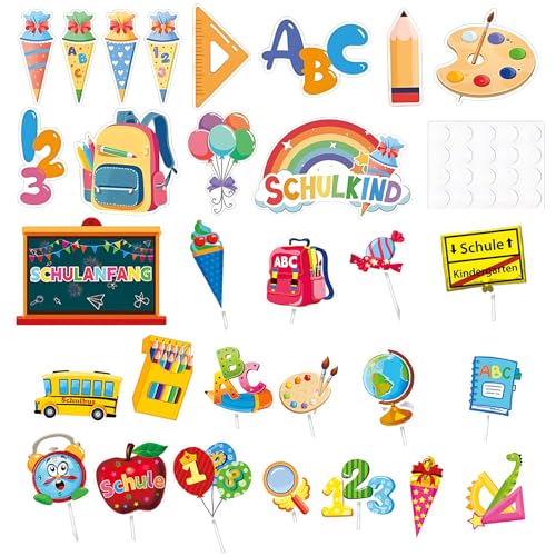 78 Stück Einschulung Deko Set, 60 Stück Schulanfang Deko Konfetti Bunt Und 18 Stück Tortendeko Einschulung, Für Schuleinführung Deko, Schulanfang Party Decorations,Schulkind Deko,Tischdeko Einschulung von Scinzene