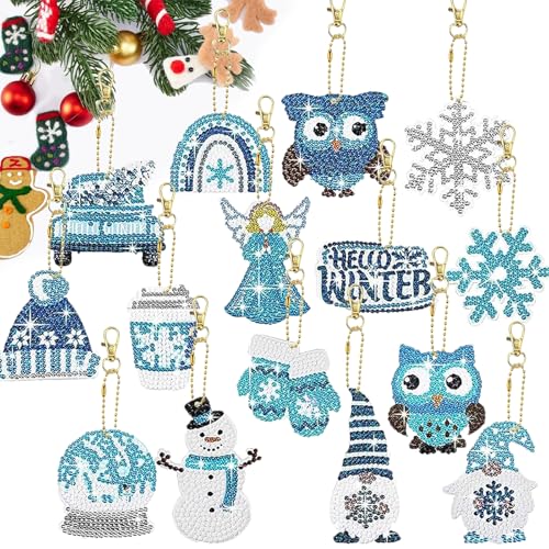 Scinzene Diamond Painting Weihnachten Anhänger, 16 Stück 5D Diamant Painting Schlüsselanhänger, DIY Schneeflocken, Eulen und Weihnachtsbaum Anhänger Set für Dekoration und Geschenke Scinzene Diamond Painting Weihnachten Anhänger, 16 Stück 5D Diamant Painting Schlüsselanhänger, DIY Schneeflocken, Eulen und Weihnachtsbaum Anhänger Set für Dekoration und Geschenke von Scinzene