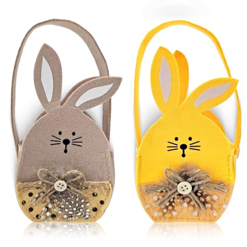 Scinzene Osterkörbchen für Kinder - 2 Stück Filz-Osternester mit Hasenmotiv, Personalisierbare Ostertasche zum Befüllen, Festliche Deko für Ostereiersuche und Tischdekoration Scinzene Osterkörbchen für Kinder - 2 Stück Filz-Osternester mit Hasenmotiv, Personalisierbare Ostertasche zum Befüllen, Festliche Deko für Ostereiersuche und Tischdekoration von Scinzene
