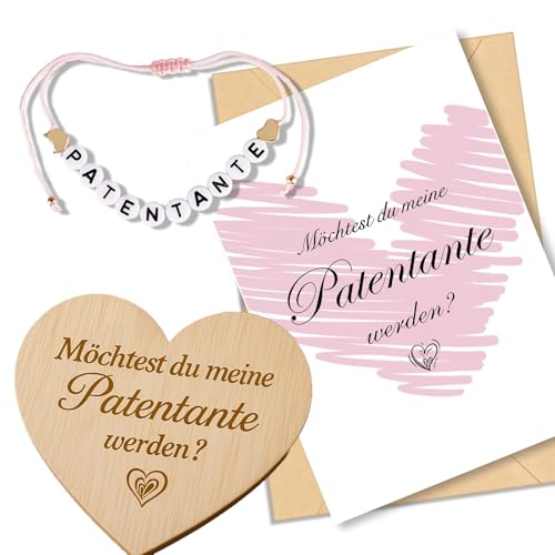 Scinzene Patentante Fragen Armband Geschenkset - Willst Du Meine Patentante Sein Set mit Holzplakette, Karte und Umschlag für Taufpatin Scinzene Patentante Fragen Armband Geschenkset - Willst Du Meine Patentante Sein Set mit Holzplakette, Karte und Umschlag für Taufpatin von Scinzene