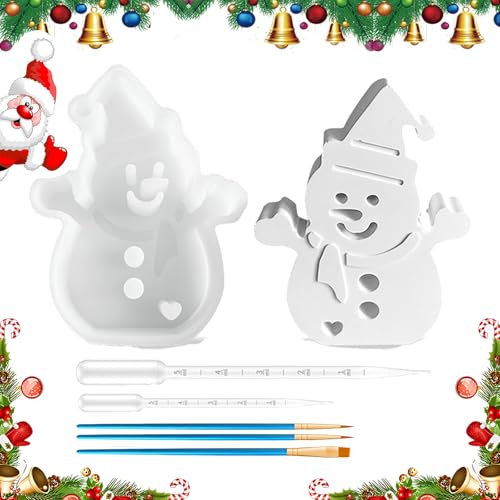 Scinzene 1 Pcs Gießformen Silikon Weihnachten - DIY Schneemann und Tannenbaum Silikonform, Gipsformen zum Gießen, vielseitige Gießform für Weihnachtsdekoration, Kerzenhalter und Bastelprojekte von Scinzene