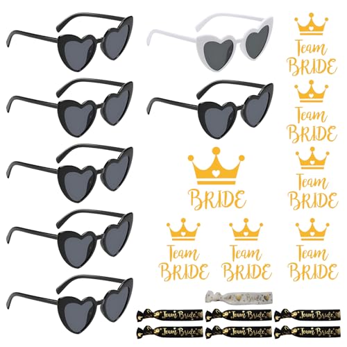 Jga Accessoires Frauen Set, Junggesellenabschied Frauen, 7 Stück Jga Sonnenbrille Frauen Und 7 Stück Team Bride Armbänder Mit 7 Aufkleber, Für Junggesellenabschied, Brautparty Und Hochzeitsfotografie Jga Accessoires Frauen Set, Junggesellenabschied Frauen, 7 Stück Jga Sonnenbrille Frauen Und 7 Stück Team Bride Armbänder Mit 7 Aufkleber, Für Junggesellenabschied, Brautparty Und Hochzeitsfotografie von Scinzene