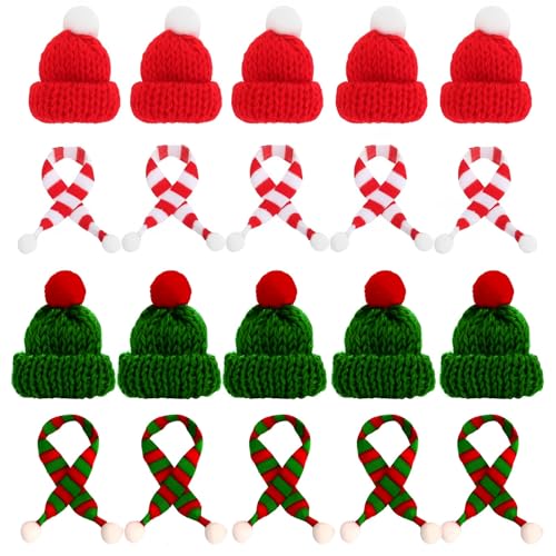 40 Stück Mini Weihnachtsmütze Und Schal Set, Mini Mützen Zum Basteln, Kleine Weihnachtsmützen, Likörflaschen Weihnachten, Für Weihnachten, Weinflasche Abdeckung, Weihnachtsfeiern von Scinzene