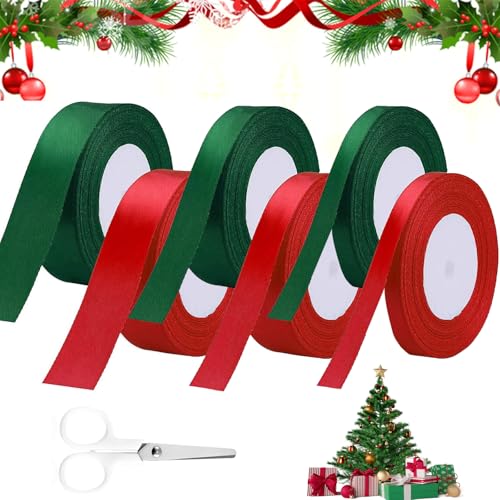 Geschenkband Weihnachten 132 Meters, Kommt mit Schere, Geschenkband, Schleifenband Weihnachten, Geschenkband Rot, Geschenkbänder, Geschenkband Grün, Schleifenband, Geschenkbänder Weihnachten von Scinzene