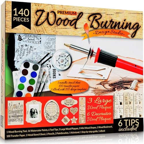 Anfänger Holzverbrennung Kit 140 Stück Beste Geschenkidee für Kunst & Handwerk Kit Liebhaber Holzverbrennung DIY Hobby Kits mit 9 großen Holztafeln für einzigartige Holzverbrennungsprojekte Anfänger Holzverbrennung Kit 140 Stück Beste Geschenkidee für Kunst & Handwerk Kit Liebhaber Holzverbrennung DIY Hobby Kits mit 9 großen Holztafeln für einzigartige Holzverbrennungsprojekte von Scissor-Tailed