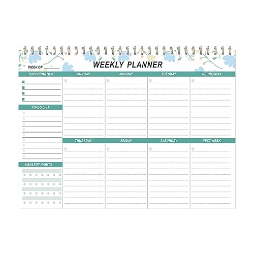 Scnvsi Schreibtischplaner, to-Do-Liste, wöchentlicher Notizblock, Spiralen, Planerblock, Wochenplaner, Notizblock, undatierte Planerblätter, Zeitplanblock von Scnvsi