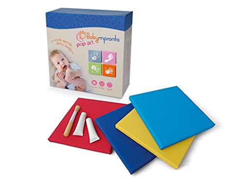 Sconosciuto Baby Impressum Pop Art 4 Bunte Leinwände 20 x 20 Bekämpfte Geburt Hand Fuß von Sconosciuto