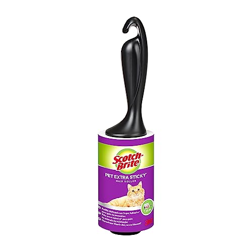 Scotch-Brite Pet Extra Sticky Roller, 48 Blatt - Fusselroller für Tierhaare - Katzenhaare, Hundehaare - und Kleidung, Schwarz/Weiß Scotch-Brite Pet Extra Sticky Roller, 48 Blatt - Fusselroller für Tierhaare - Katzenhaare, Hundehaare - und Kleidung, Schwarz/Weiß von Scotch-Brite