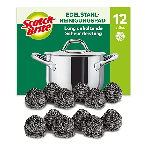 Scotch-Brite Stainless Steel Scourer, 12 Pieces - Rust Resistant Spiral Metal Scourer, Powerful and Effective Clean Scrubbing pad von Scotch-Brite