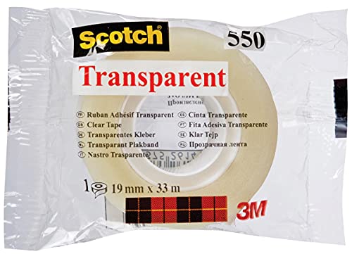 Scotch 46230 Klebeband 550 in Mehrfachpackung, 19 mm x 33 m, transparent Acryl von Scotch
