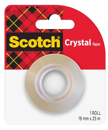 Scotch Crystal Klebeband, Nachfüllpackung, 1 Rolle 19 mm x 25 m - Allzweck-klebeband für die Reparatur, Verschließen von Dokumenten Scotch Crystal Klebeband, Nachfüllpackung, 1 Rolle 19 mm x 25 m - Allzweck-klebeband für die Reparatur, Verschließen von Dokumenten von Scotch