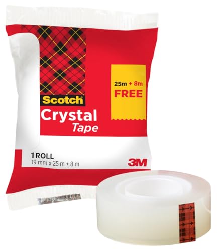 Scotch Crystal klebeband, 1 Rolle und 8 m GRATIS, 19 mm x 25 m - Allzweck-klebeband für die Reparatur, Verschließen von Dokumenten Scotch Crystal klebeband, 1 Rolle und 8 m GRATIS, 19 mm x 25 m - Allzweck-klebeband für die Reparatur, Verschließen von Dokumenten von Scotch