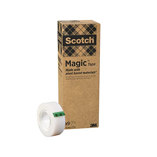 Scotch Magic Klebeband A Greener Choice 19 mm x 20 m im Handspender - 100 % recycelt, Unsichtbares Klebeband mit Pflanzlichem Klebstoff zur Reparatur, Etikettierung und Versiegelung von Dokumenten von Scotch